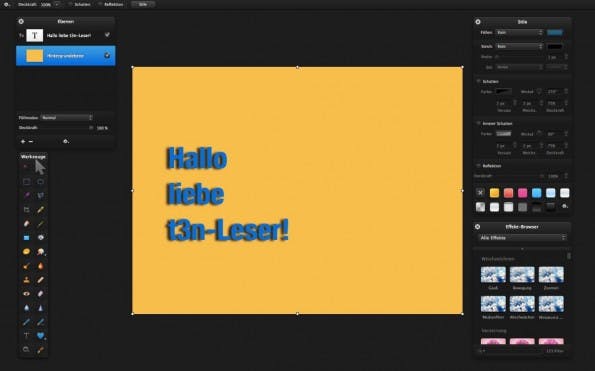 Pixelmator 3.0 FX bietet jetzt auch Ebeneneffekte wie Schatten oder Konturen an.