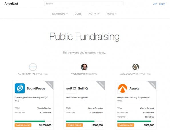AngelList ist die bekannteste Plattform für Startups. Dort tummeln sich Nutzer und potentielle Investoren. (Screenshot: AngelList)