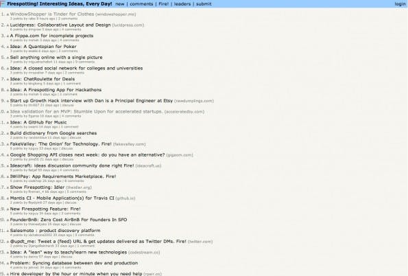 Mehr als einen Link gibt es bei Firespotting für Startups nicht. Er führt aber auf die eigene Webseite. (Screenshot: Firespotting)