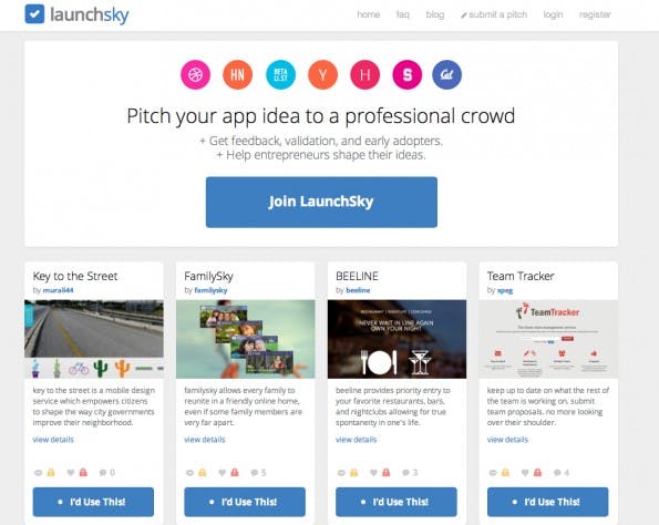 Ideen auf LaunchSky werden fleißig kommentiert – das gibt Feedback. 19 US-Dollar kostet ein Eintrag. (Screenshot: LaunchSky)