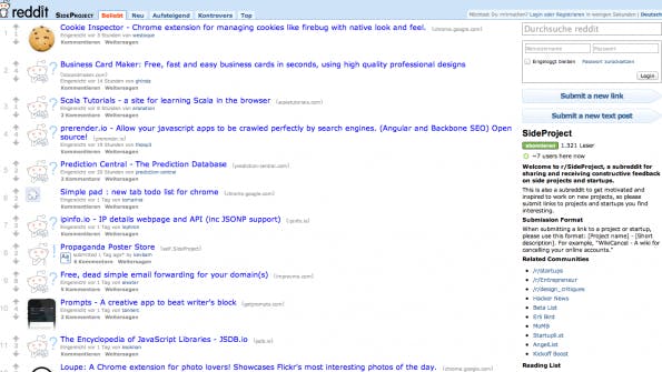 Auch auf Reddit tummeln sich Startups, die ihre Ideen und Projekte vorstellen. (Screenshot: Reddit)