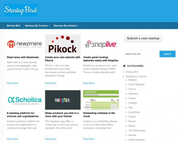Startups mit Produkt und USP können sich kostenlos auf Startup Bird bekannt machen. (Screenshot: Startup Bird)