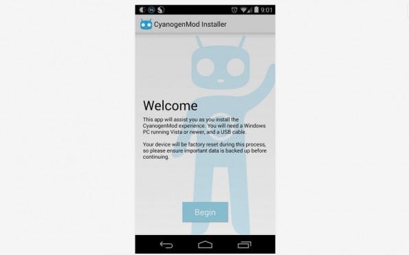 CyanogenMod Installer: Android-App führt Nutzer durch den Installationsprozess. (Screenshot: Play-Store)
