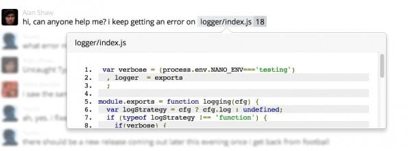 Gitter: So soll man auf GitHub-Projekte verweisen können. (Screenshot: Gitter)