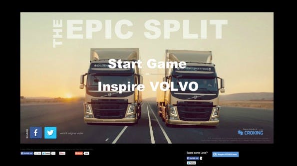 Volvos Wunderspot „The Epic Split“: In diesem Browser-Spiel müssen Nutzer den Spagat halten. (Screenshot: epicsplit.me)