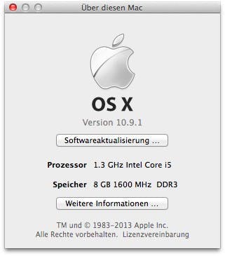 OS X Mavericks 10.9.1: Das Update ist jetzt verfügbar. (Screenshot: OS X)