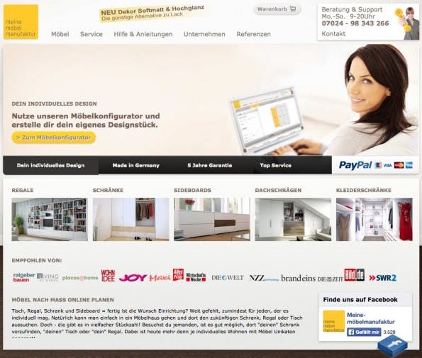 Der Onlineshop des Startups Meine Möbelmanufaktur (meine-moebelmanufaktur.de)
