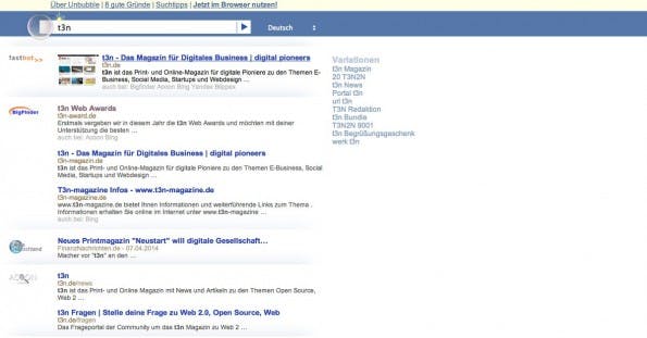 Unbubble: Der deutsche Anbieter setzt auf Datenschutz. (Screenshot: Unbubble)
