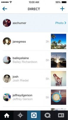 Die Konversationen von Instagram Direct werden in einer separaten Übersicht angezeigt. (Quelle: Instagram)