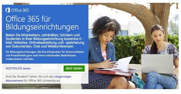 Microsoft Office 365 ist für Schüler und Studenten kostenlos, sofern ihre Schule oder Universität über die entsprechende Lizenz verfügt. (Bild: Microsoft).