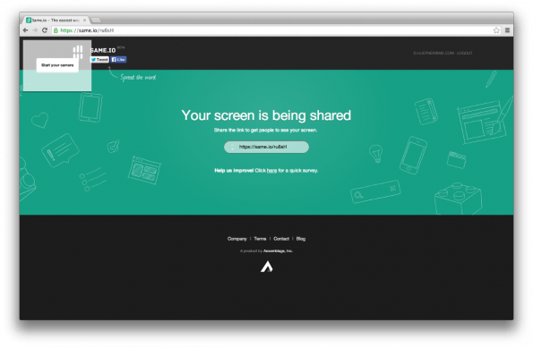 Same.io: Ganz ohne Software, Plugin oder Installation können Desktop-Inhalte geteilt werden. (Screenshot: Same.io)