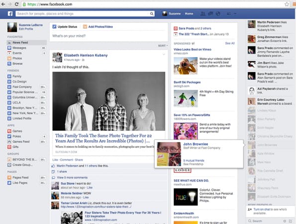 Facebook testet neues Newsfeed-Design. (Screenshot: FastCo. Design)