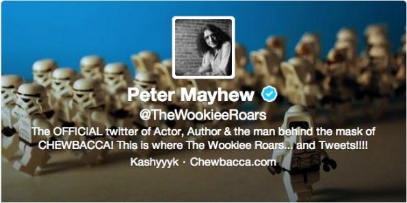 Der Twitter-Account @TheWookieeRoars stammt von Peter Mayhew. (Bild: Twitter)