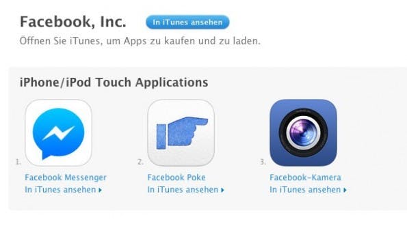 Die Anzahl der Facebook-Apps dürfte sich noch steigern. (Screenshot: Apple App-Store)