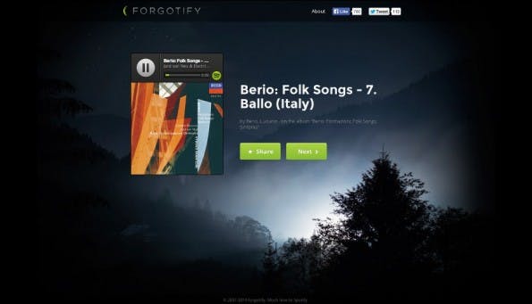 Forgotify zeigt euch die Lieder, die noch niemand auf Spotify angehört hat. (Screenshot: Forgotify)