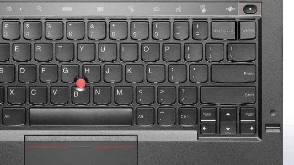X1 Carbon: Statt normaler Funktionstasten gibt es einen kapazitiven Streifen über der Tastatur. (Bild: Lenovo)
