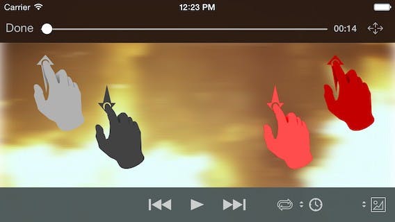Eine Wischgeste im linken Bereich von VLC für iOS bewirkt eine Änderung der Display-Helligkeit. Im rechten Bereich ändert sich die Lautstärke. (Quelle: wiki.videolan.org)