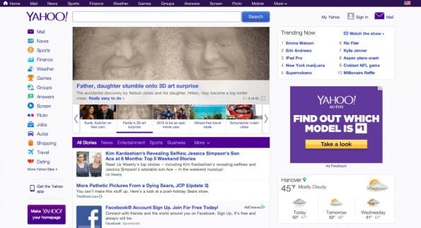 Die deutsche Version von Yahoo.com. (Screenshot: t3n)