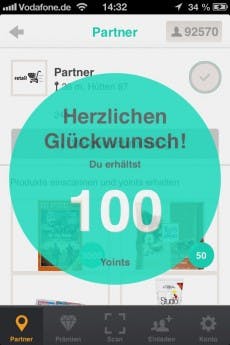 So könnte das Sammeln von Bonuspunkten mittels iBeacon und der Yoints-App aussehen. (Quelle: yoints.com)