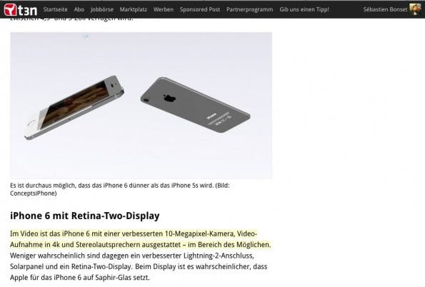 Bookmarks werden mit Gloss durch die Auswahl eines Zitats auf einer Webseite angelegt.