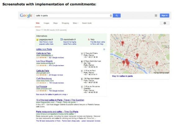 Die lokalen Ergebnisse bei Google nach der Einigung mit der EU. (Bild: europa.eu)