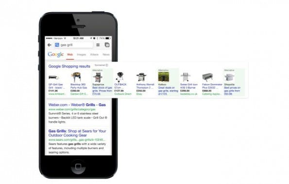 Auch die mobilen Ergebnisse von Google Shopping nach der Einigung mit der EU zeigen Treffer zur Konkurrenz deutlich prominenter. (Bild: europa.eu)