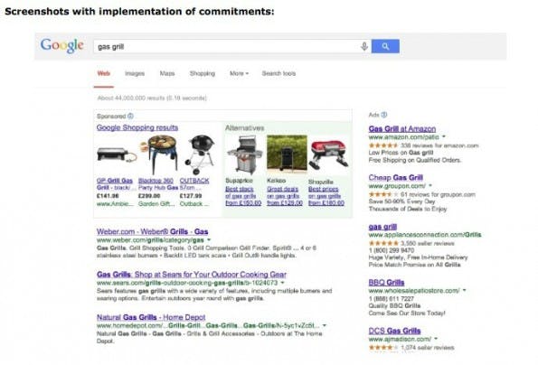 Die Ergebnisse von Google Shopping nach der Einigung mit der EU zeigen Treffer zur Konkurrenz deutlich prominenter. (Bild: europa.eu)