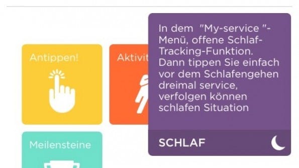 Misfit Shine: Einige kleinere Übersetzungsfehler haben sich in die App eingeschlichen. (Screenshot: Shine-App)