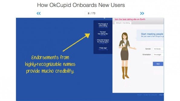 Onboarding: Hier der Online-Dating-Service OkCupid. (Screenshot: User Onboarding)