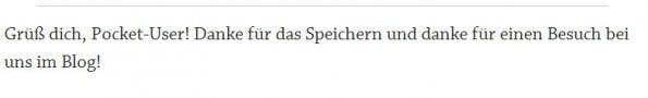 Kleiner Gruß an die Leser, die eure Inhalte über Pocket lesen. (Screenshot: Pocket)