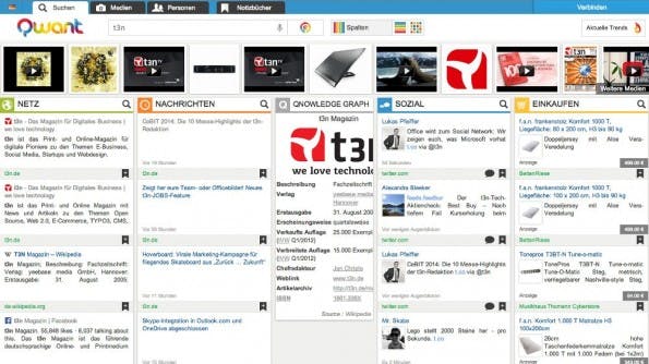 Google-Alternative: Die Darstellung von Suchergebnissen bei Qwant ist ungewöhnlich. (Screenshot: Qwant)