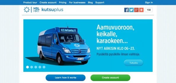 Das Kutsuplus-System will den Nahverkehr flexibler machen. (Screenshot: kutsuplus.fi)