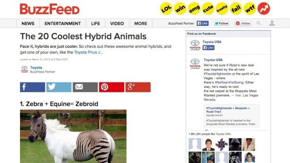 Native Advertising auf Buzzfeed. (Screenshot: buzzfeed.com)