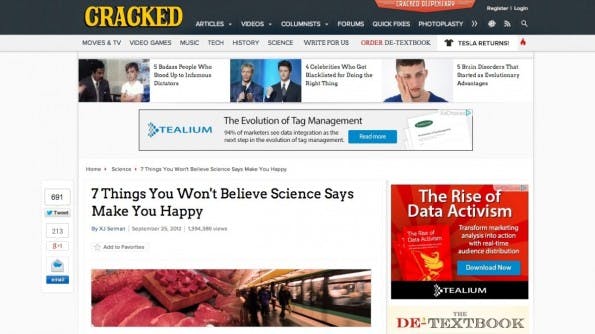 Cracked versteckt den eigentlichen Sponsor des Beitrags am Ende des Artikels. (Screenshot: cracked.com)