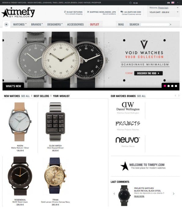 EIn Beispielshop auf Basis des Shopsystems Prestashop ist timefy.com. (Screenshot: Timefy.com)