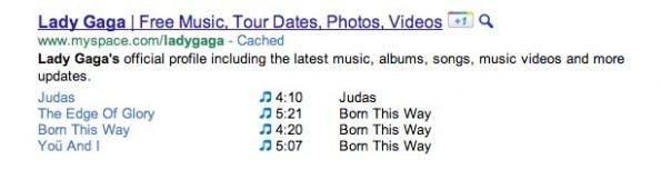 Das Rich Snippet für Musikangebote. (Foto: Google)