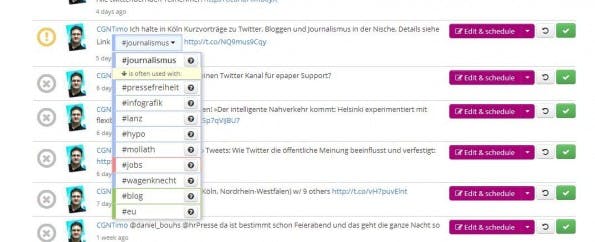 Diese Hashtags hätte man auch nutzen können - und damit eine größere Reichweite erzielt. (Screenshot: RiteTag)