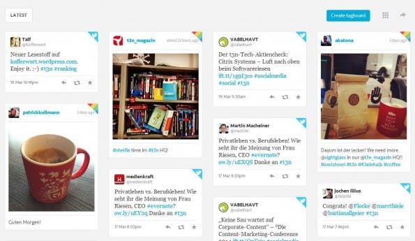 Was wird denn gerade zu #t3n so getwittert? (Screenshot: Tagboard)