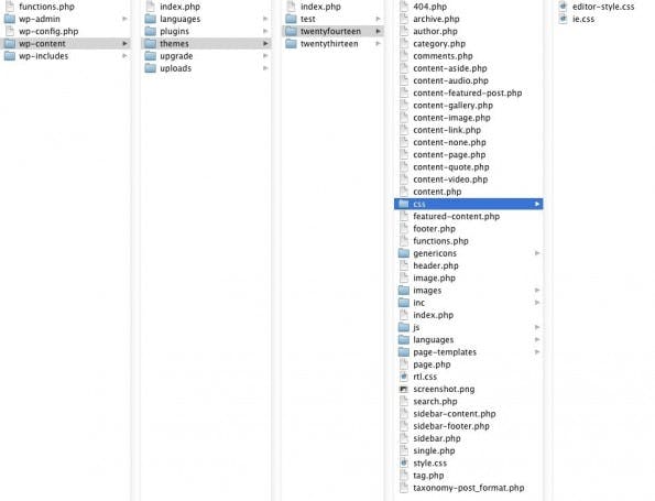 Die Ordnerstruktur des WordPress-Themes Twenty Fourteen. (Screenshot: eigene Installation)