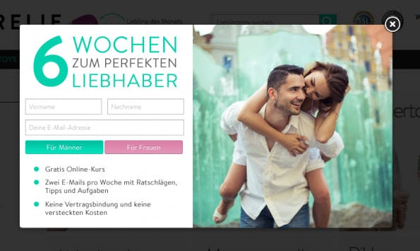 „Retargeting ist bei uns nur eingeschränkt möglich:“ Amorelie setzt auf emotionale Banner. (Screenshot: amorelie.de)