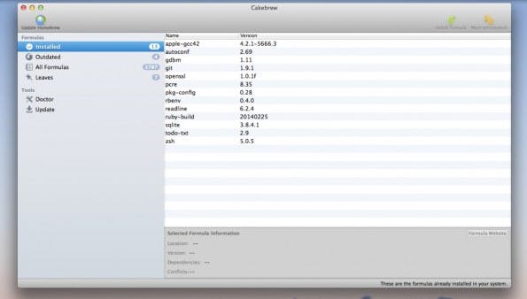 Cakebrew für Homebrew. (Screenshot: Cakebrew)
