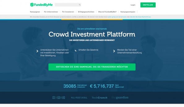 Das schwedische Portal fundedbyme ist seit kurzem in Deutschland aktiv und kombiniert Crowdfunding und Crowdinvesting. (Screenshot: t3n)