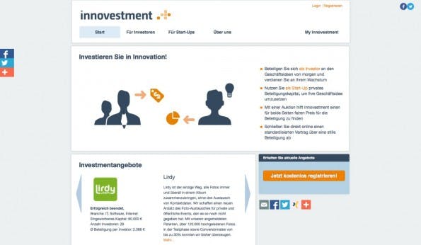 Projekte wie der City-Roller Scrooser oder das Foto-Startup Lirdy haben ihre Wurzeln auf der Innovestment-Plattform. (Screenshot: t3n)