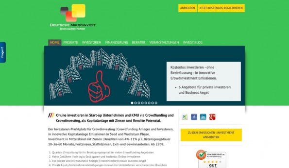 Um Neulingen den Einstieg in das Beteiligungsgeschäft zu erleichtern, bietet Deutsche Mikroinvest ein Widerrufsrecht und Einzüge nach erreichter Funding-Schwelle an. (Screenshot: t3n)