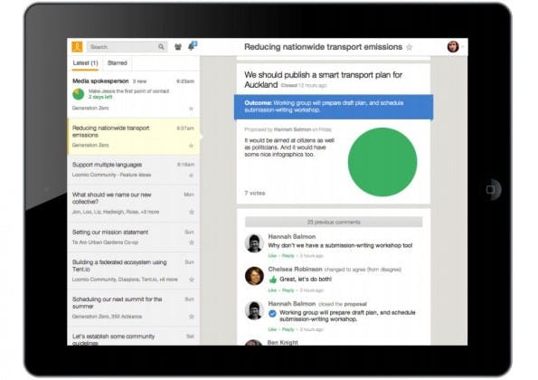 Loomio: das Open-Source-Tool soll bei der Entscheidungsfindung helfen. (Screenshot: Loomio)