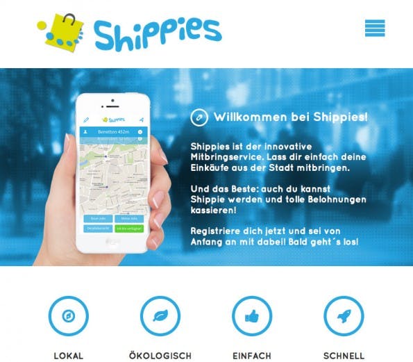 Der Crowd-Delivery-Dienst Shippies startet mit seinem Pilotprojekt in Kürze in Frankfurt am Main. (Screenshot: Shippies)