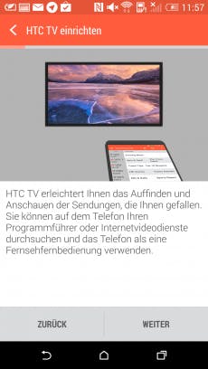 Kein Problem: Mit der App „TV“ lässt sich das HTC One M8 kinderleicht als Fernbedienung für den Fernseher einrichten.(Screenshot: HTC One M8)