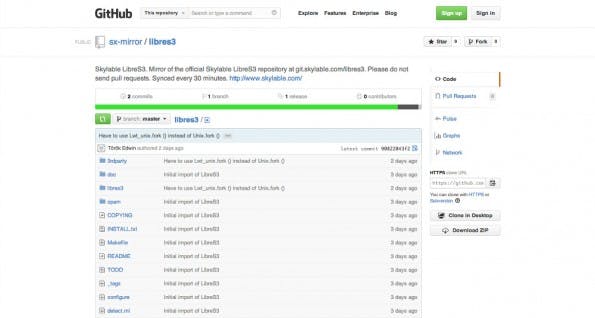 LibreS3: Den Quellcode der freien S3-Implementation findet ihr auf dem Git-Server von Skylable oder auf GitHub. (Screenshot: GitHub)