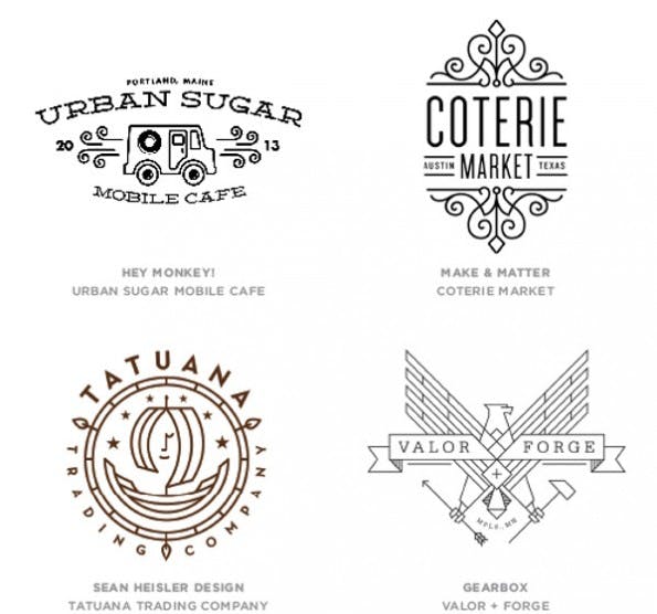Mono Crest: Logos in diesem Design sollen wir laut Bill Gardner 2014 häufiger sehen. (Grafik: Billd Gardner / Logolounge.com)
