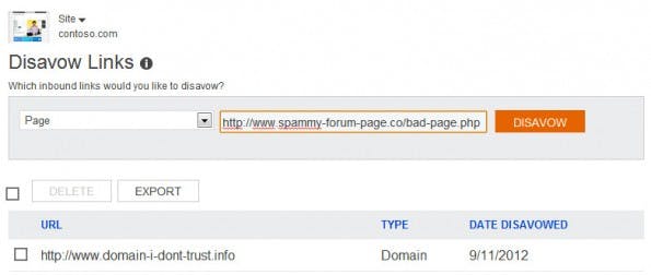 Negatives SEO: Google und Bing erlauben es euch, schädliche Backlinks zu entwerten. (Screenshot: Bing)